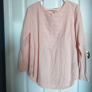 L.L Bean Pink Lace Crochet Blouse Medium